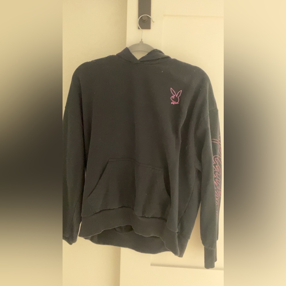 Bedazzled Pink and black Playboy hoodie